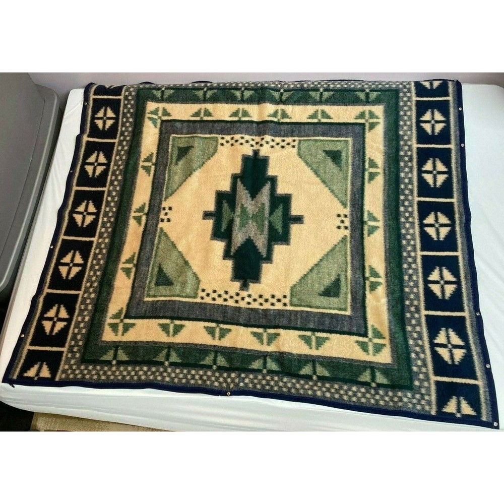 Vintage BIEDERLACK of America Aztec‎ Southwest Reversible Zip Up Blanket 65x53